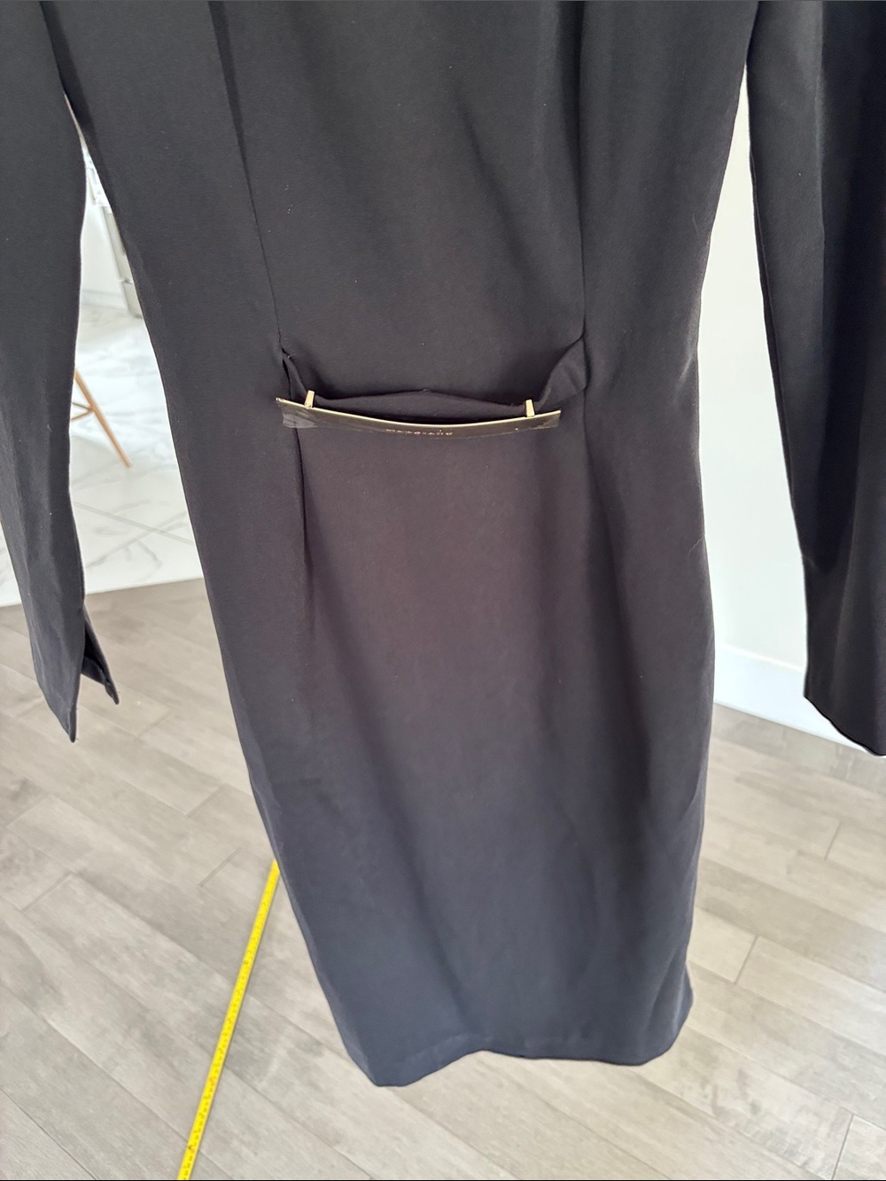 Marciano Black Sheath Dress Gold Waist Detail Long Sleeve XS - Picture 11 of 11